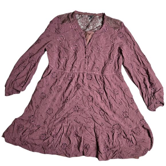 Torrid Mini Eyelet Challis Shirt Dress Size: 2 - Picture 2 of 6